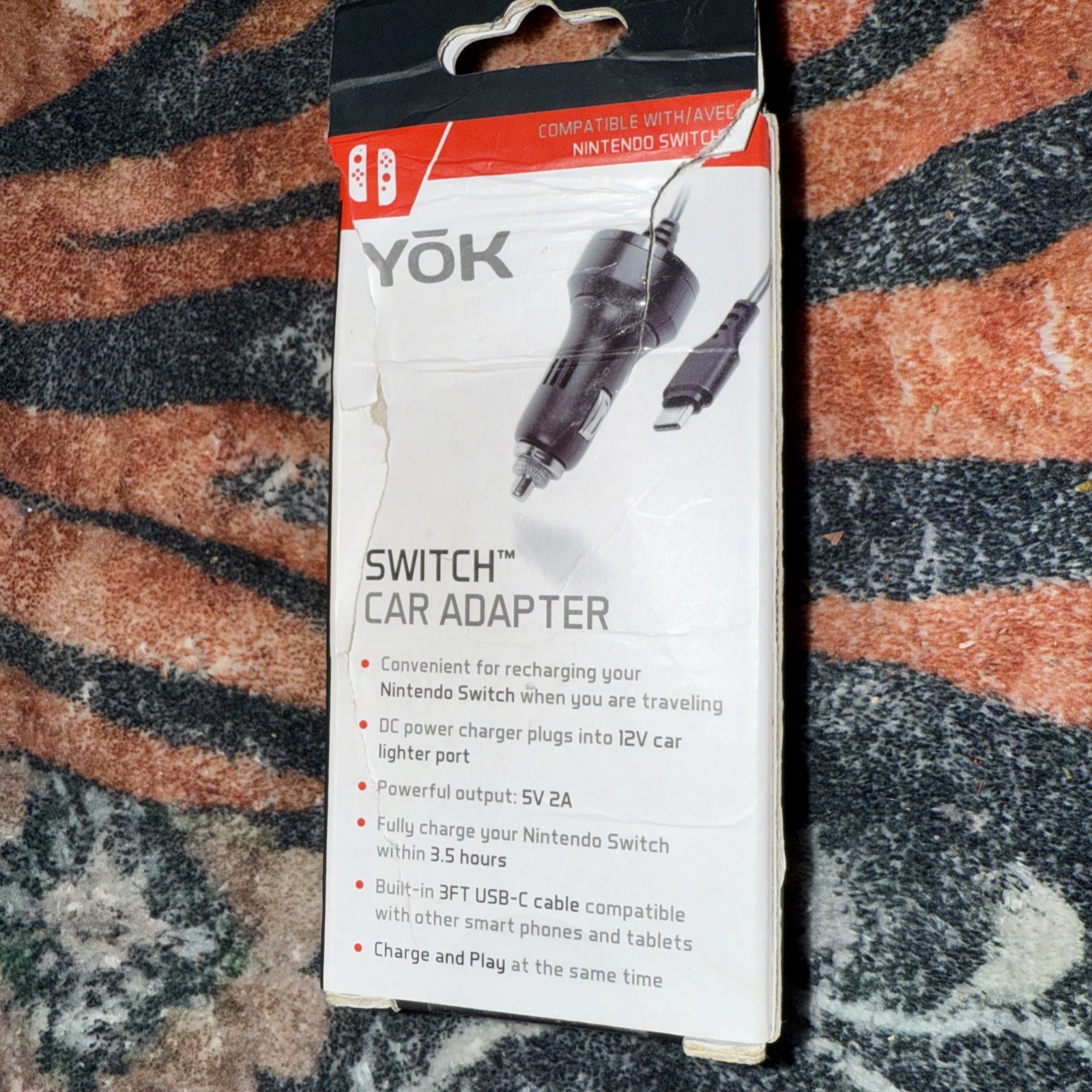 Nintendo Switch Car Adapter Yok USB-C 5V 2A 3′
