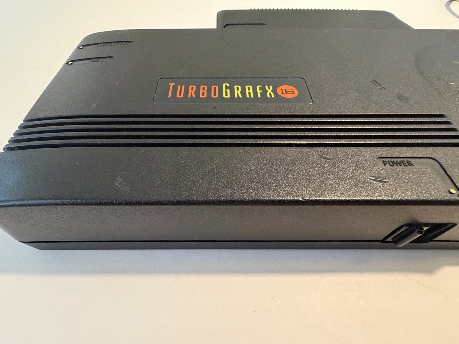 TurboGrafx-16 Black Console w/ TurboPad, Power, RF Switch, Manual – AV issue.