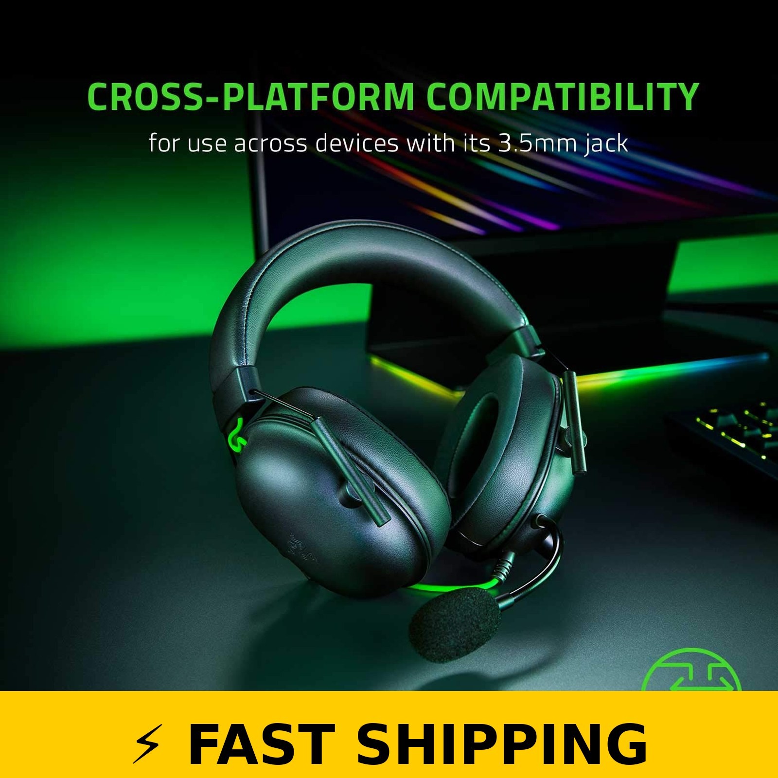 Razer BlackShark V2 X Gaming Headset – 7.1 Surround Sound – Black