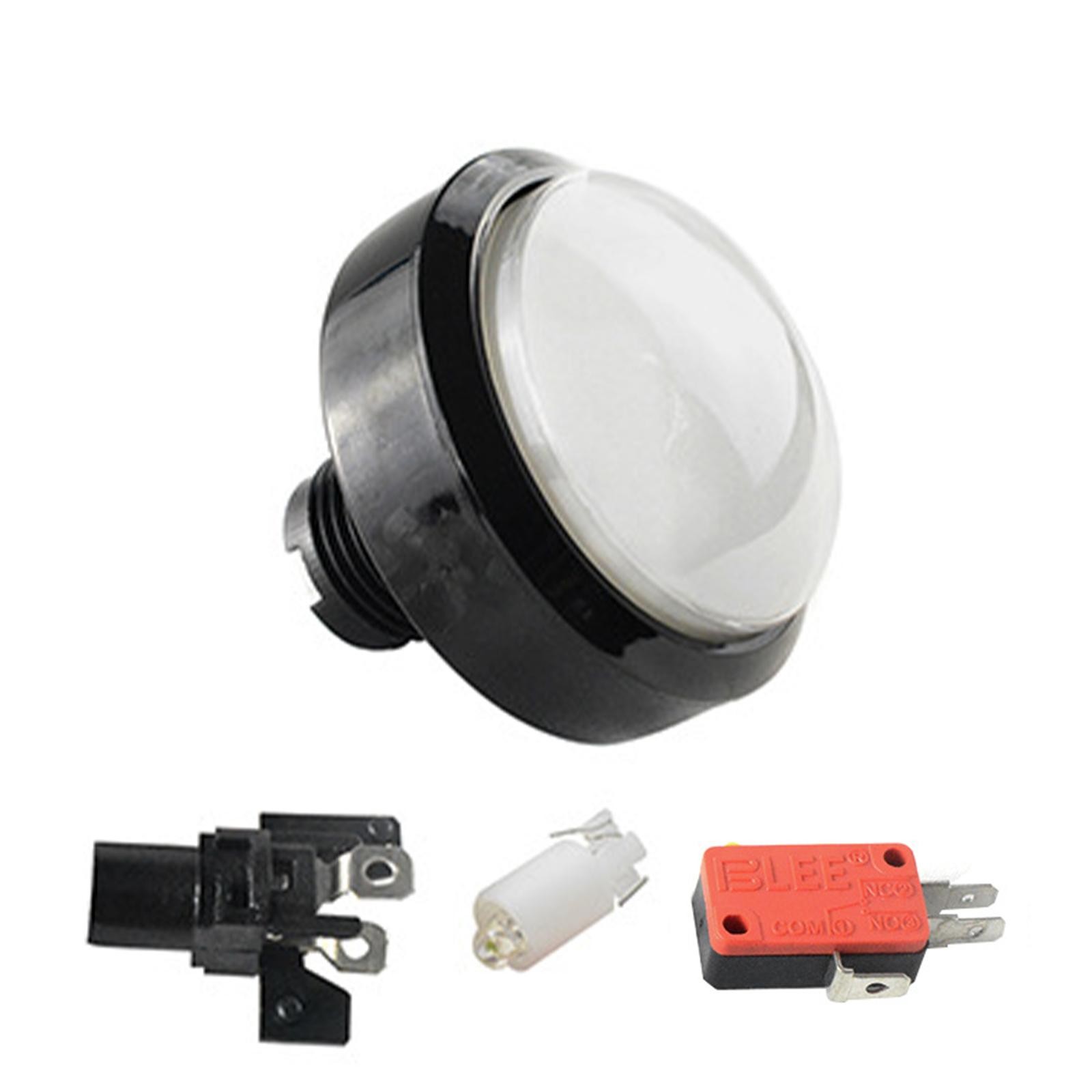 White 60mm Arcade Round Push Buttons Illumilation 12V LED Light With Microswitch