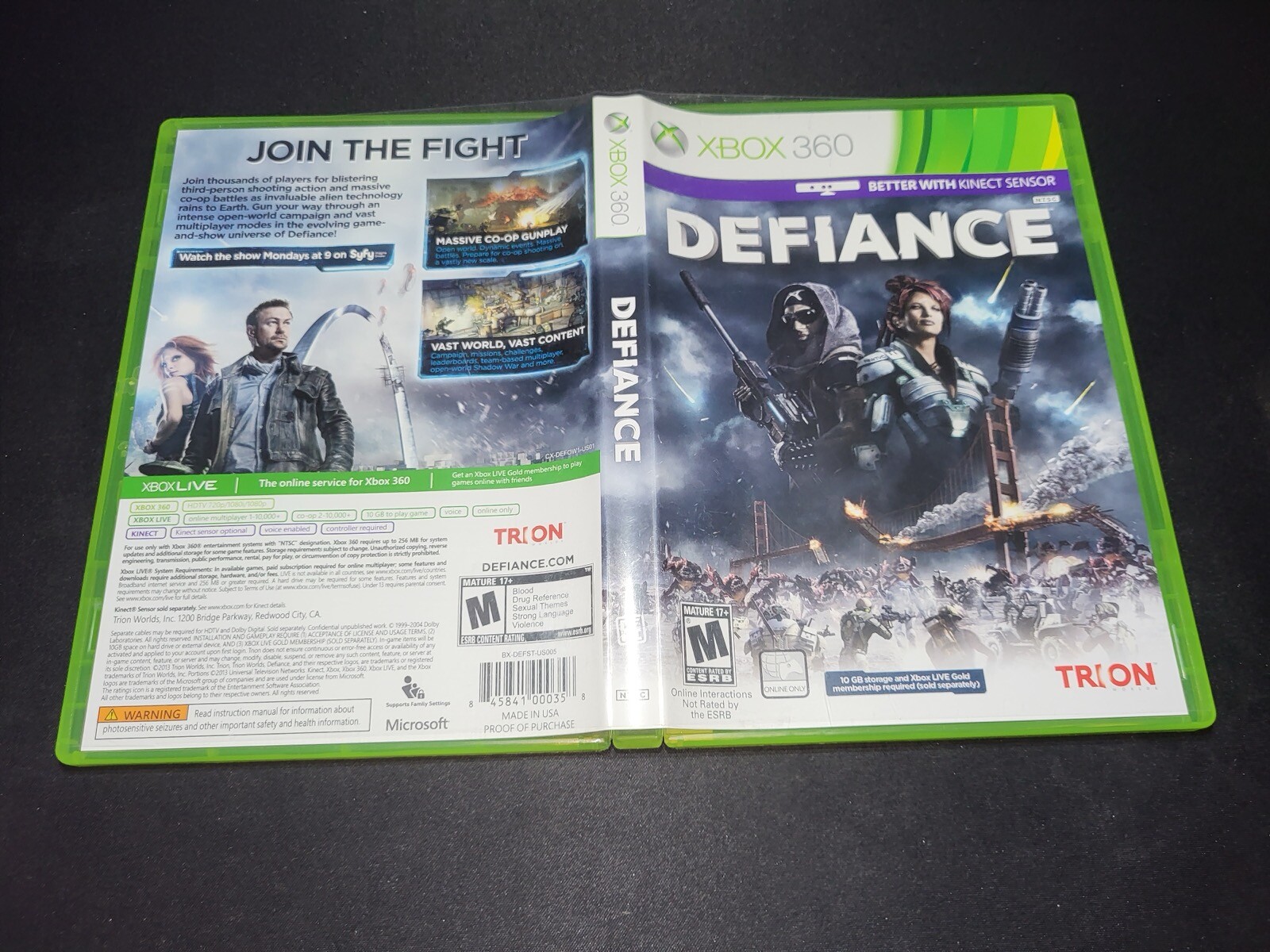 Defiance Trion Worlds Microsoft Xbox 360 EX+NM condition COMPLETE+stickers!