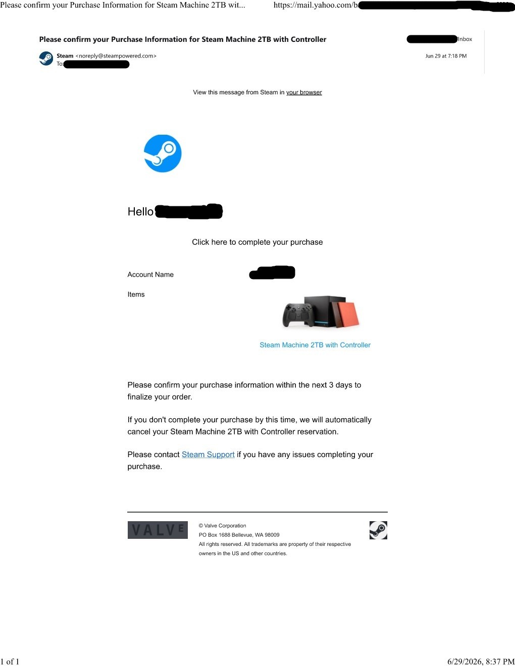 Valve Steam Machine 2TB with Controller | Confirmed Presale | SHIPPING IN 7 DAYS