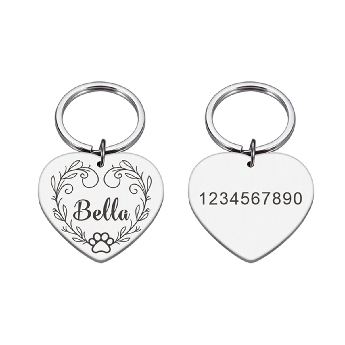 1 Pc Nice Dog Paw Prints and Vine Customized Text Cat Dog ID Tag Name with Cute