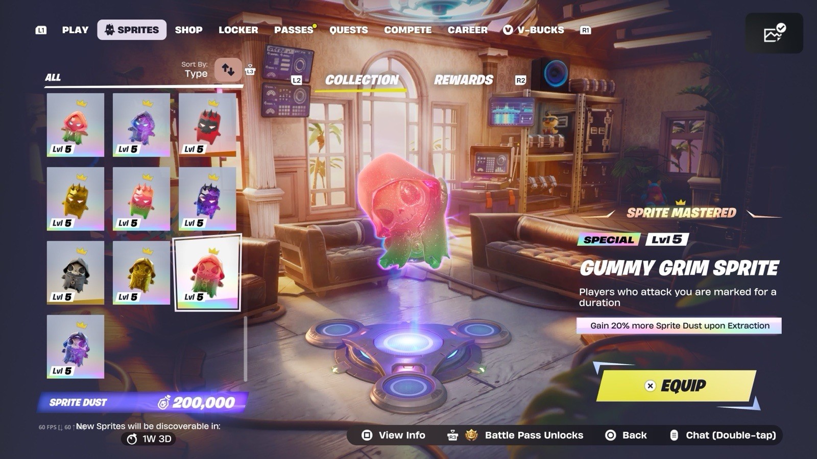 Fortnite Sprites All LVL 5 Normal, Gold, Gummy, Galaxy Sprites ALL MASTERED
