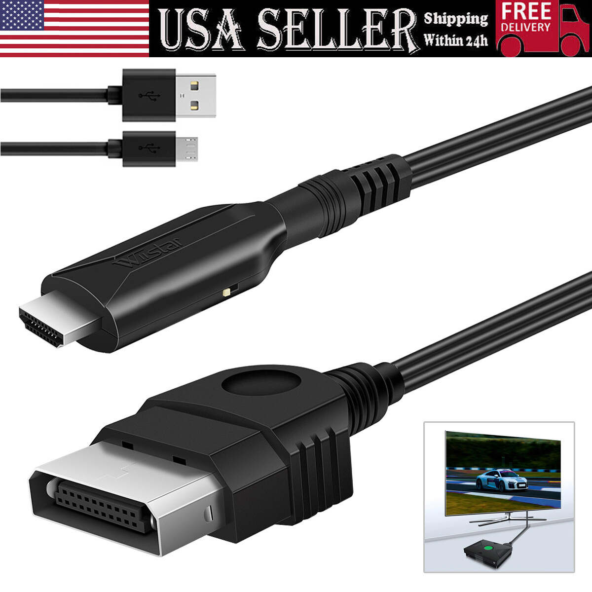For Xbox to HDMI-Compatible Converter Adapter HD Link Cable 1080i 720p 480p USA