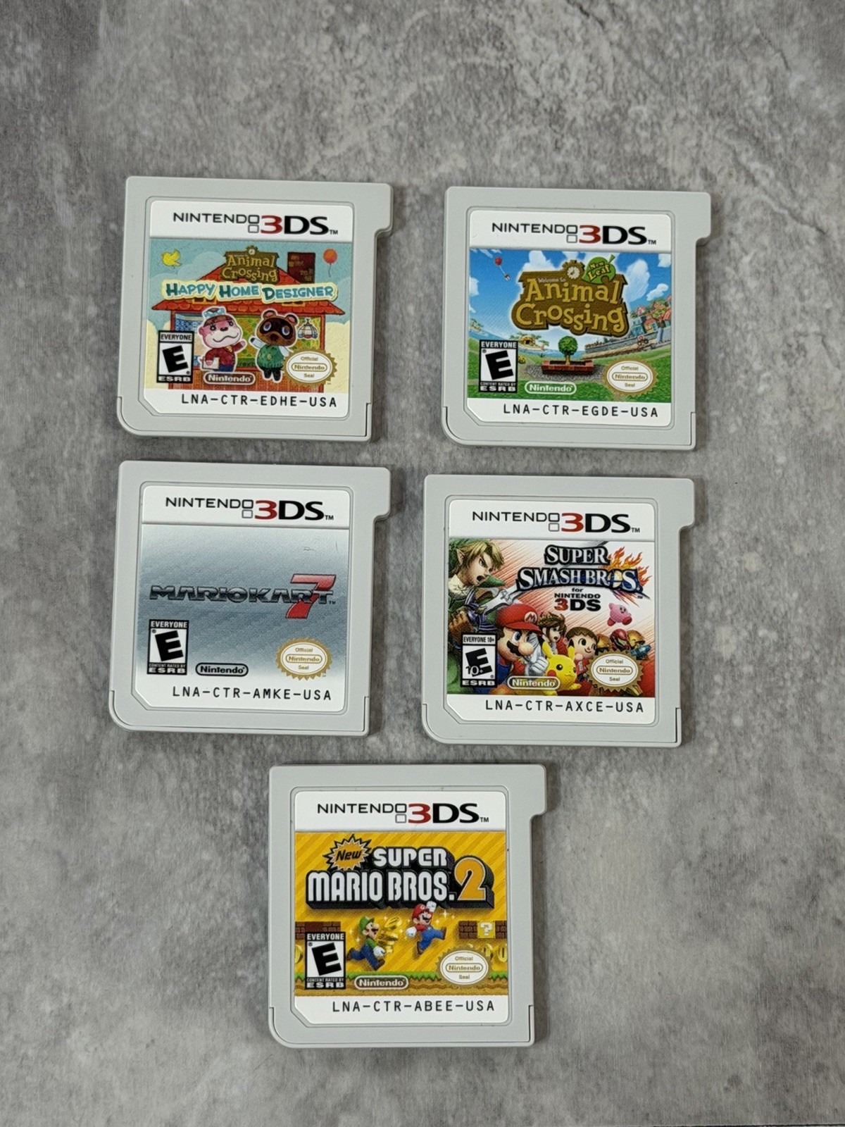 Lot Of 5 Nintendo 3DS Super Mario Kart 7 Bros 2 Super Smash Animal Crossing