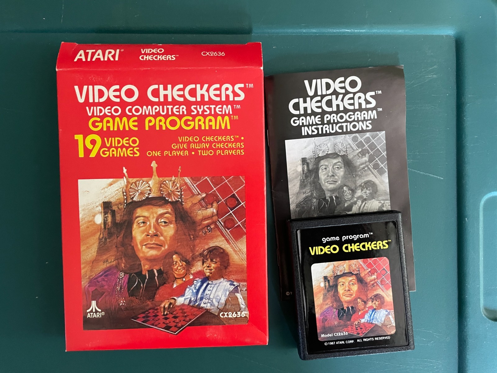 Atari Corp 2600 1987 Video Checkers w/box & docs NTSC tested