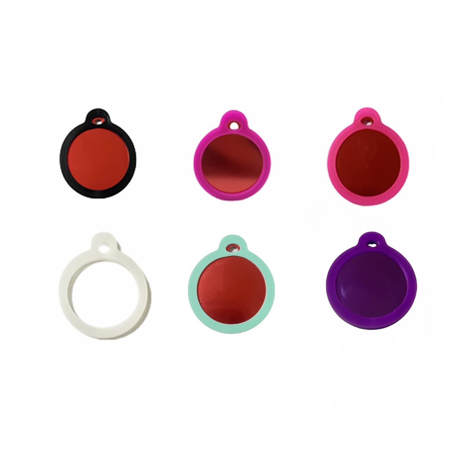 6 Pack 4.0*3.4 centimeters, Set Two(purple/Rose Red/Pink/Clear/Mint/Black)