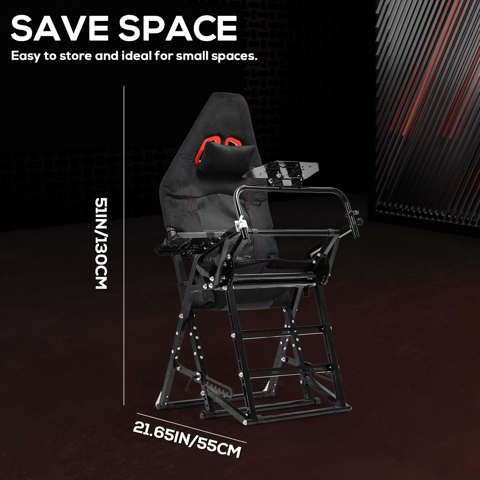 Supllueer Foldable Racing Simulator Cockpit Fits Logitech G923 Moza Thrustmaster