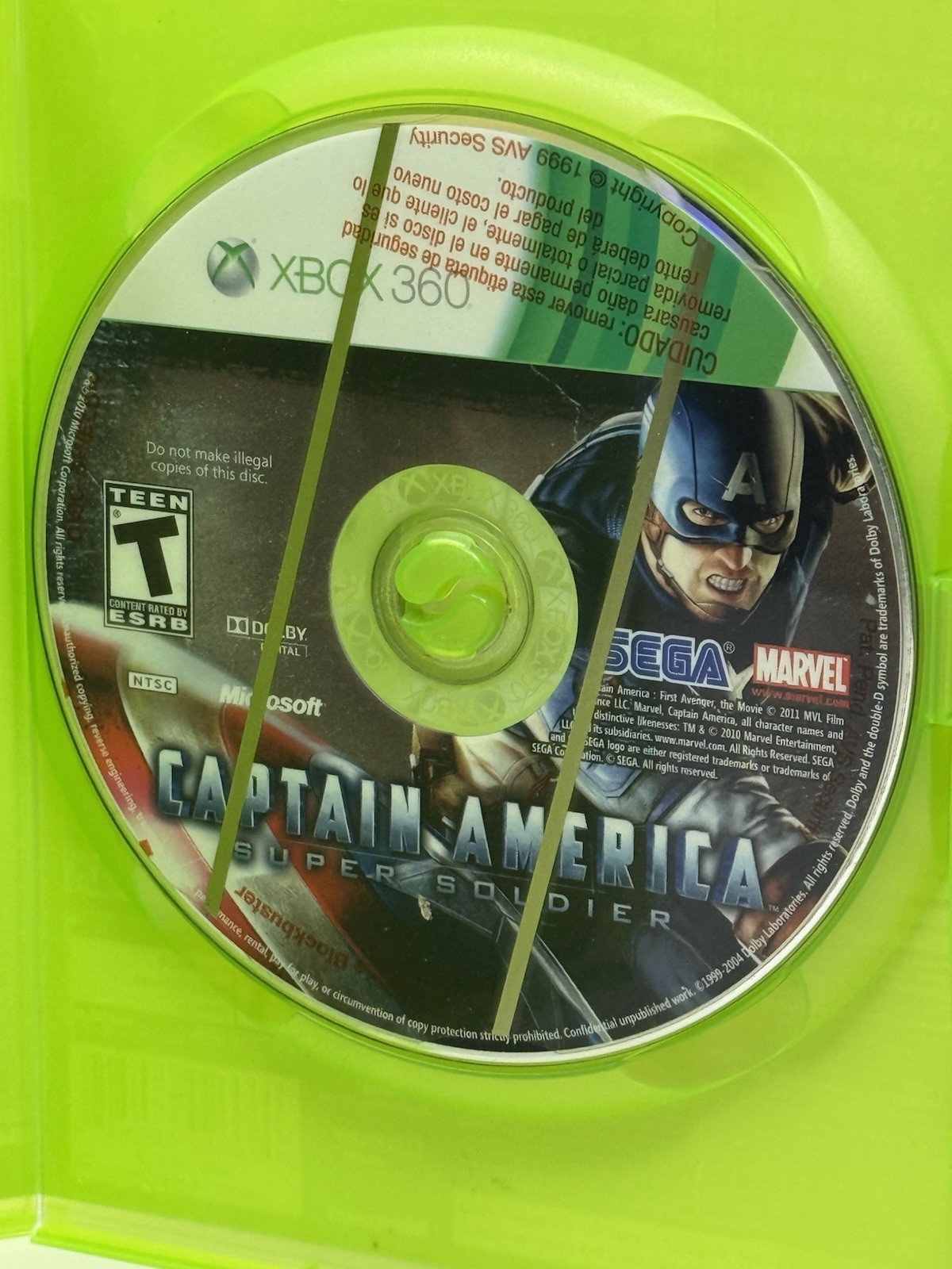 Captain America Super Soldier Microsoft Xbox 360 Game + Case Mint Disc Tested
