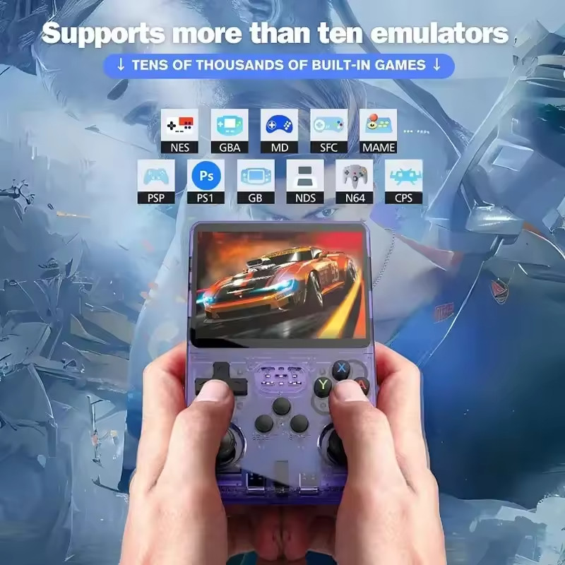 R36S Handheld VideoGame Console – 15,000+ RETRO GAMES – 3.5 Inch Screen – Yellow