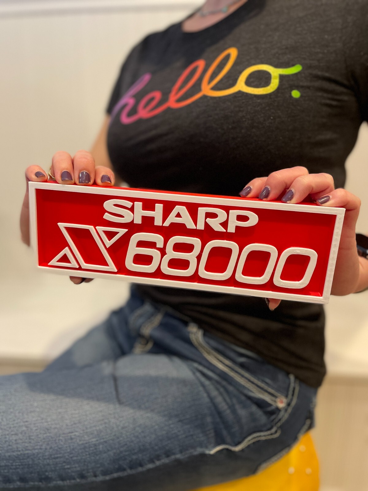SHARP X68000 3D printed game console placard, multi-color