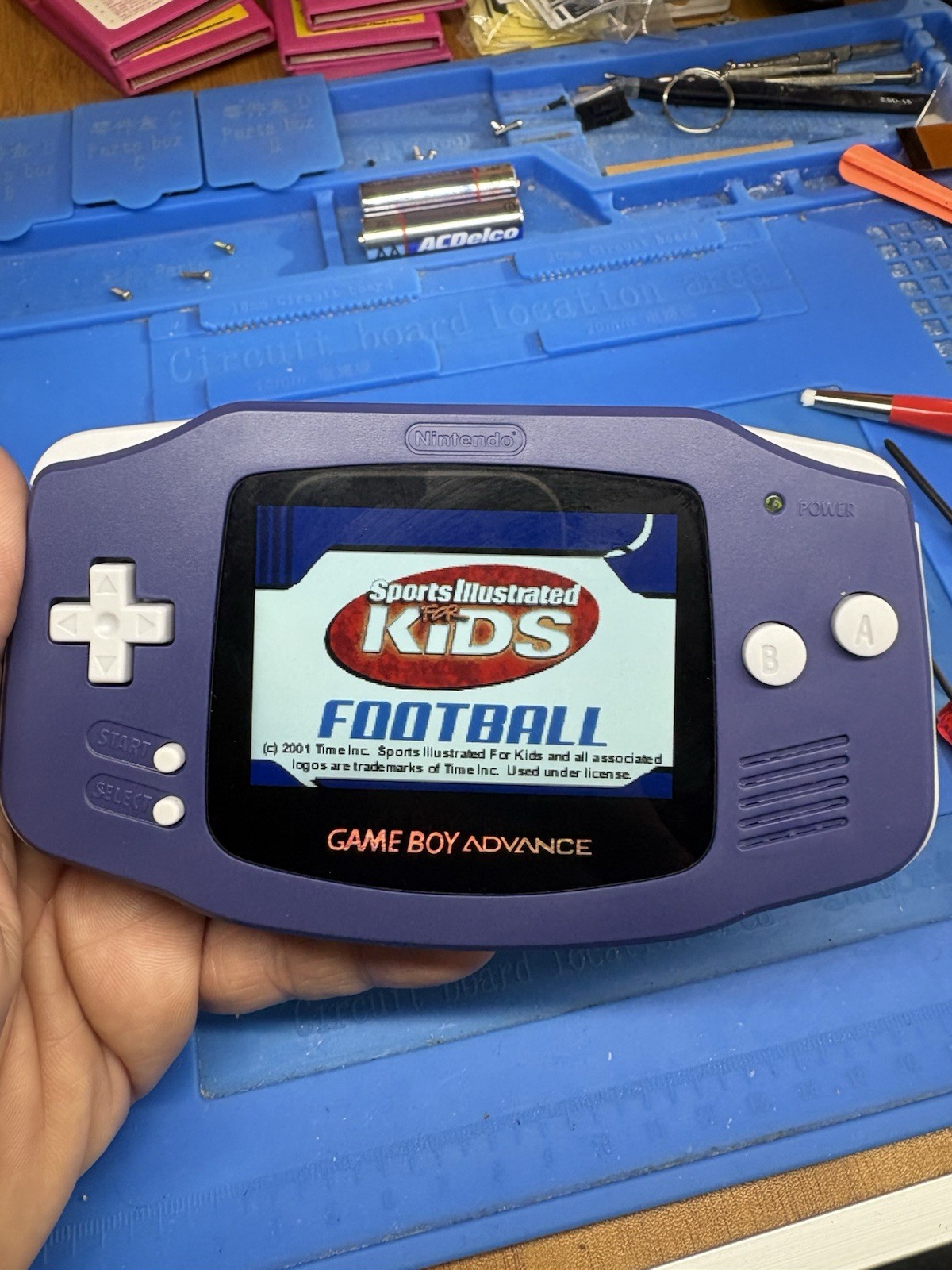 Purple Indigo Gameboy Advance Backlit IPS Screen GBA Nintendo V5 Case 1800 mah