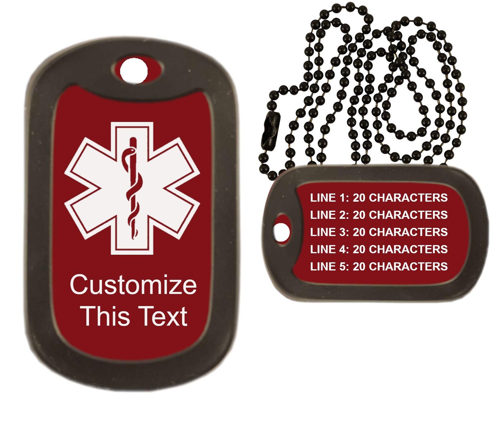 Gutentagit – Medical Alert Dog Tag Custom Engraved Medic ID Large, Red
