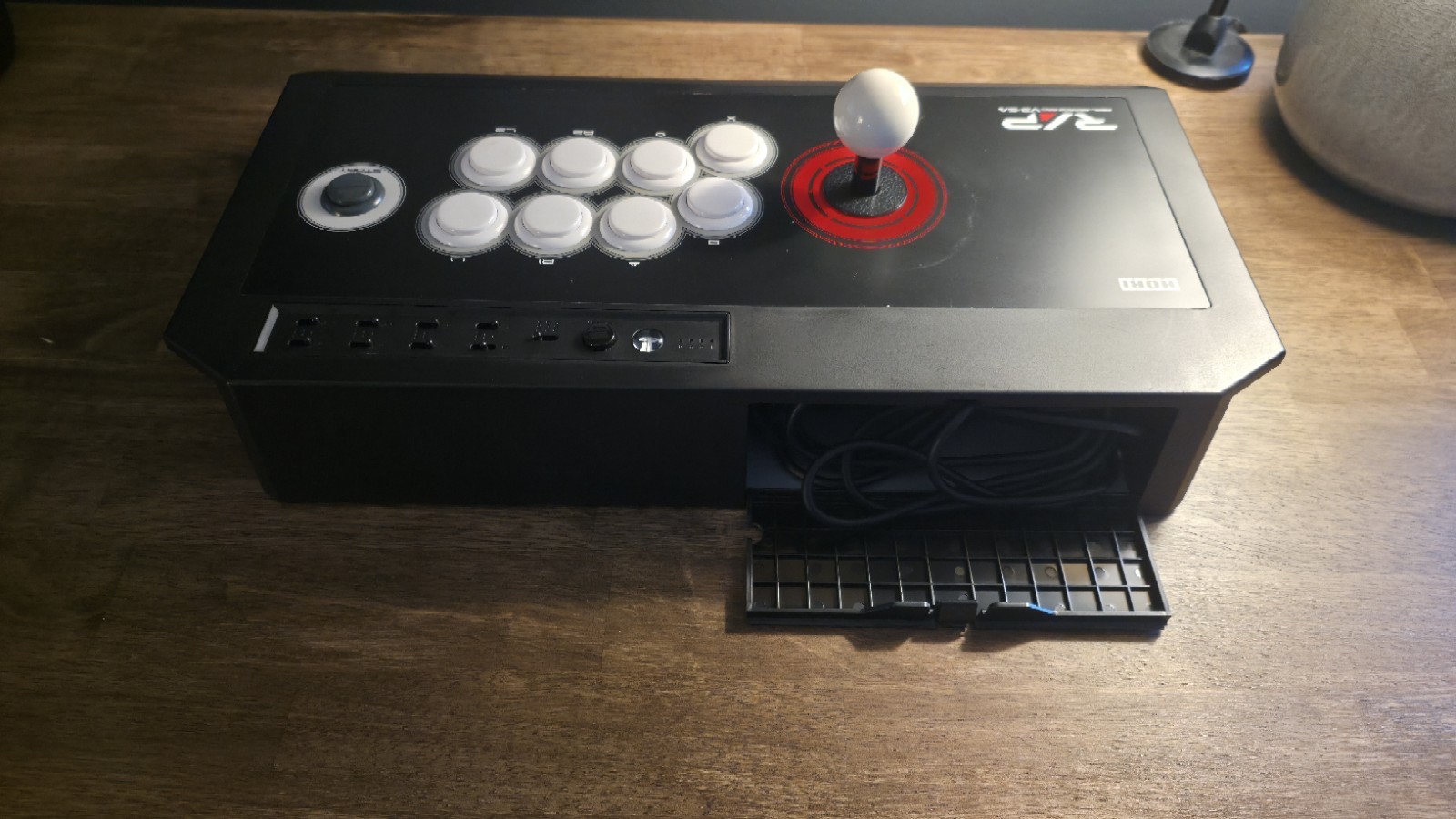 Hori RAP V3-SA Arcade Fight Stick Wired Black White Built-In Storage Plastic
