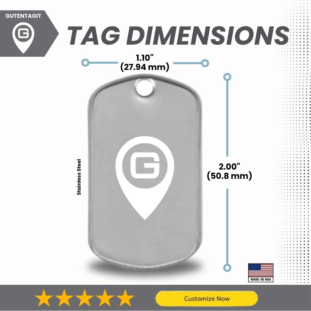 Gutentagit – Medical Alert Dog Tag Custom Engraved Medic ID Large, Red