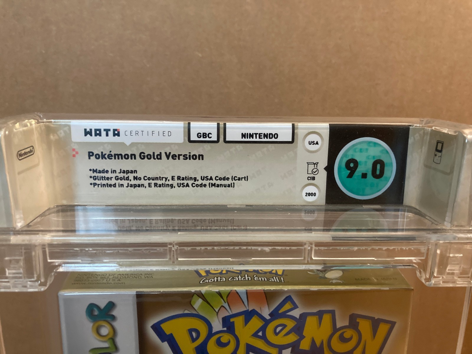POKEMON GOLD VERSION Nintendo Game Boy Color 2000 Graded WATA 9.0 CIB
