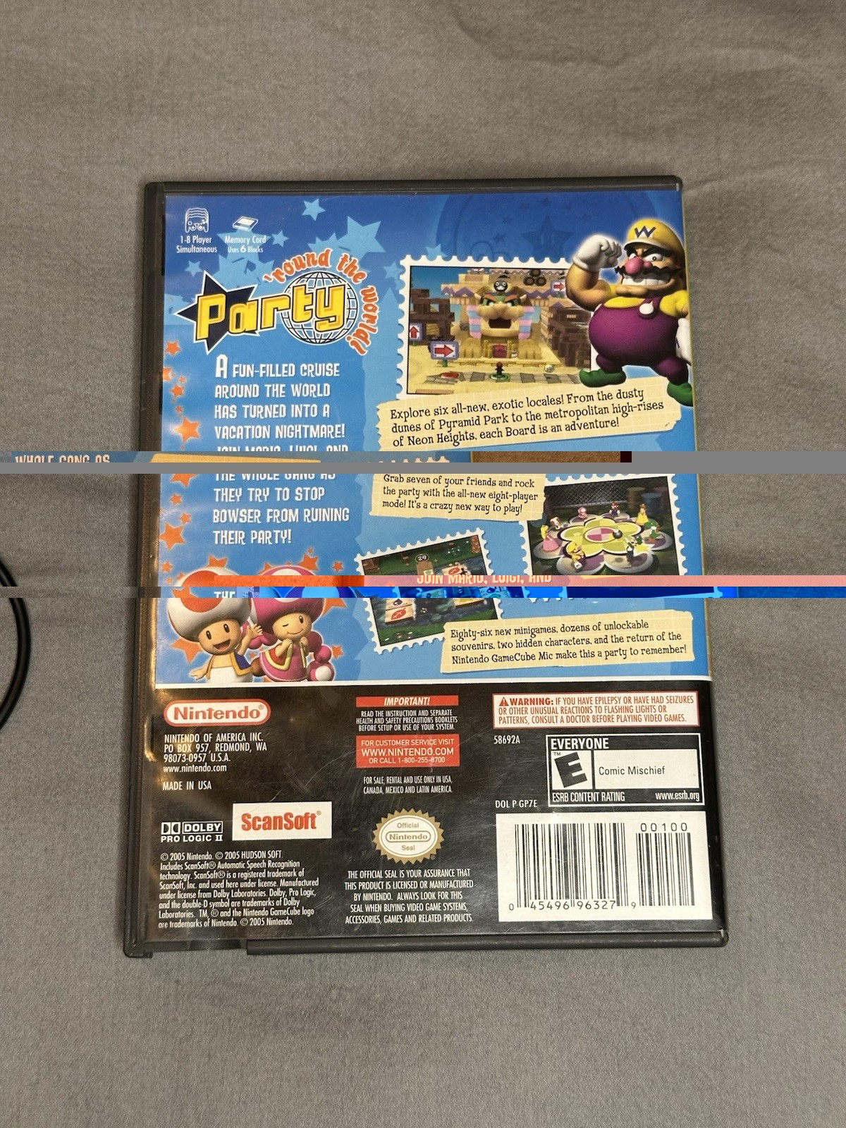 Vintage Mario Party 7 (GameCube, 2005) Video Game Case And Microphone