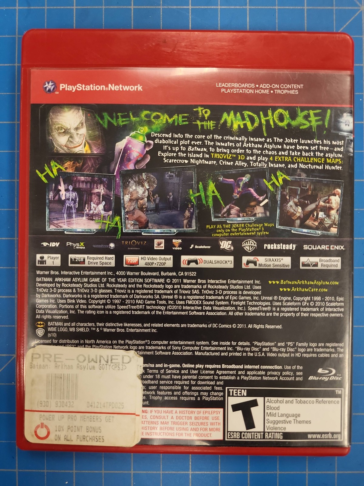 Batman Arkham Asylum Game Year Edition PS3 Playstation 3 Greatest Hits WB Games