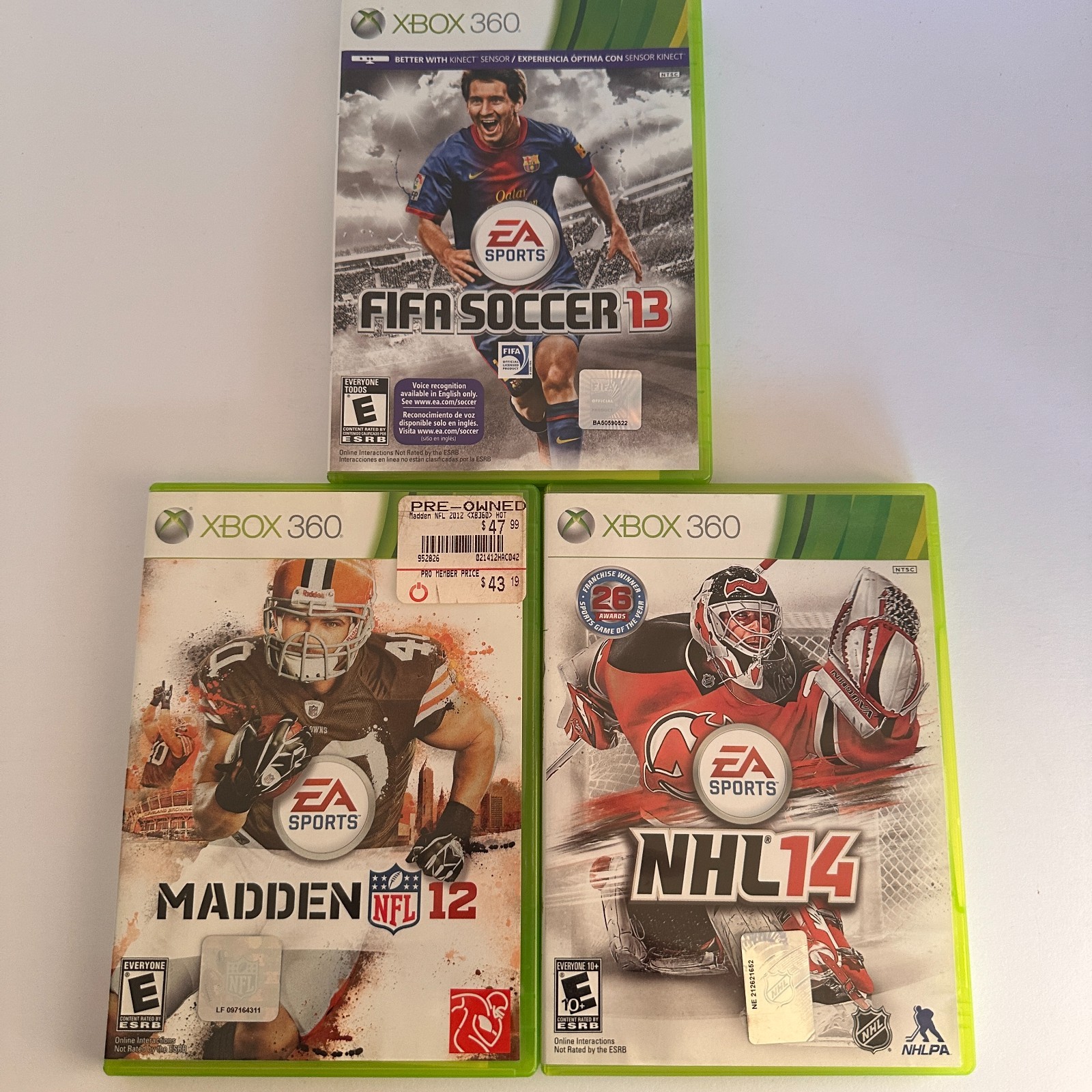 Xbox 360 Sports Game Bundle Madden 12 FIFA 13 NHL 14 Tested CIB Lot