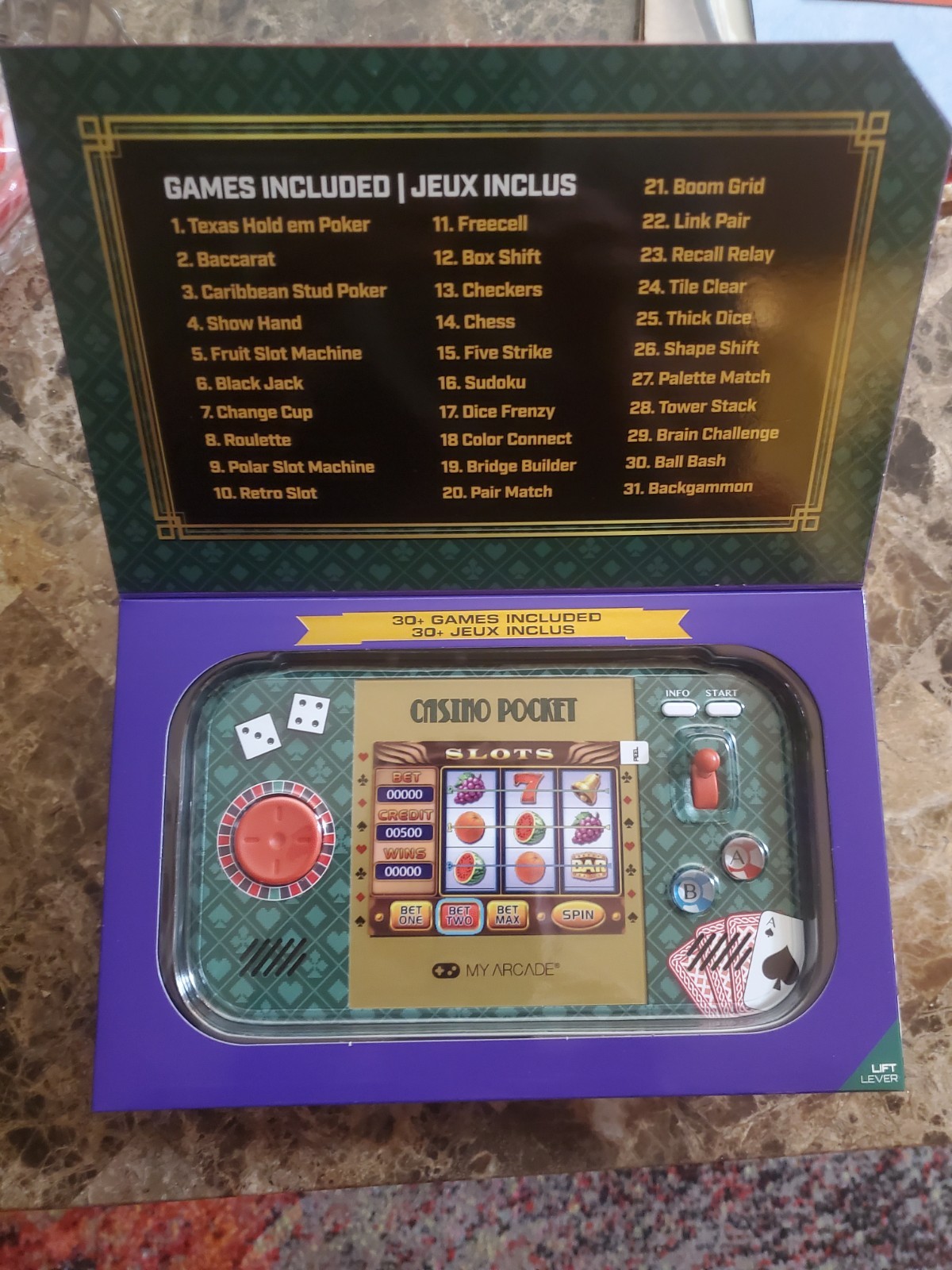 MY ARCADE POCKET PLAYER MAX PORTABLE GAMING SYSTEM OVER 30 Casino Style Games