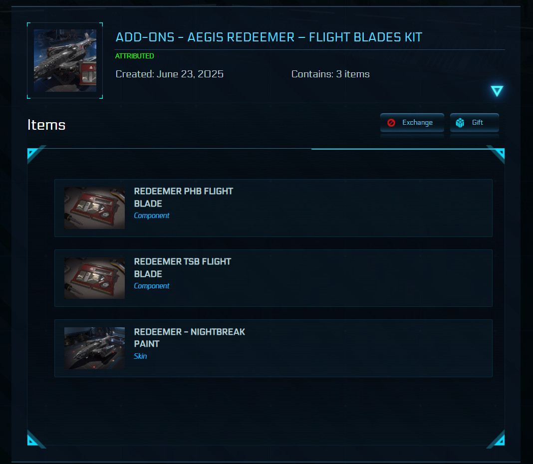 STAR CITIZEN – ADD-ONS – REDEEMER – FLIGHT BLADES KIT