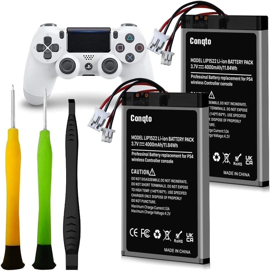 (2 Pack) Battery for PlayStation 4 Controller, [4000mAh] High Capacity 2P