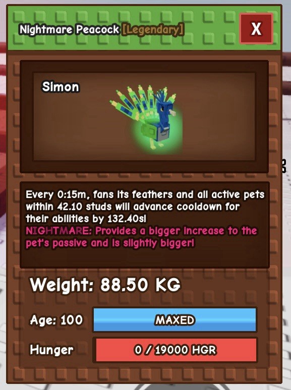 Nightmare Titanic Peacock – Grow A Garden – Fast Delivery!