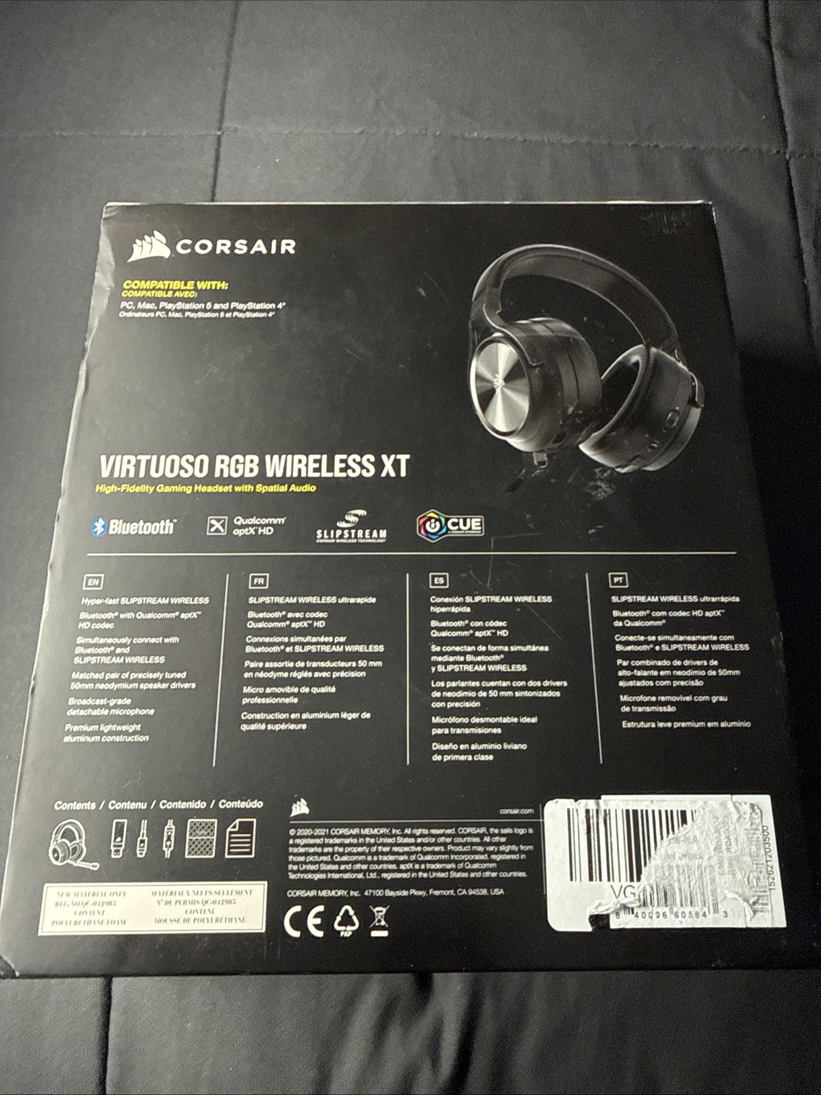 CORSAIR VIRTUOSO RGB WIRELESS XT Bluetooth Gaming Headset for PS5/Xbox/PC. New