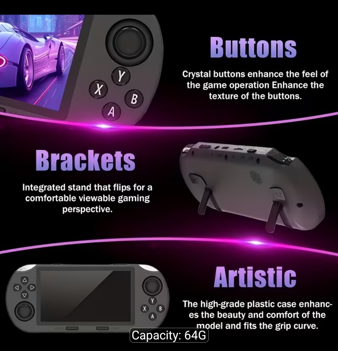 Vintage Handheld Portable Game Runs On Linux, Built-in 3000mAh Battery an USB Ch