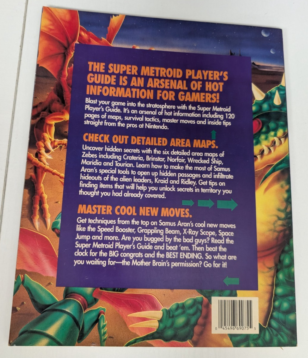 Super Metroid Official Nintendo Player’s Strategy Guide + Fold Out Map Authentic