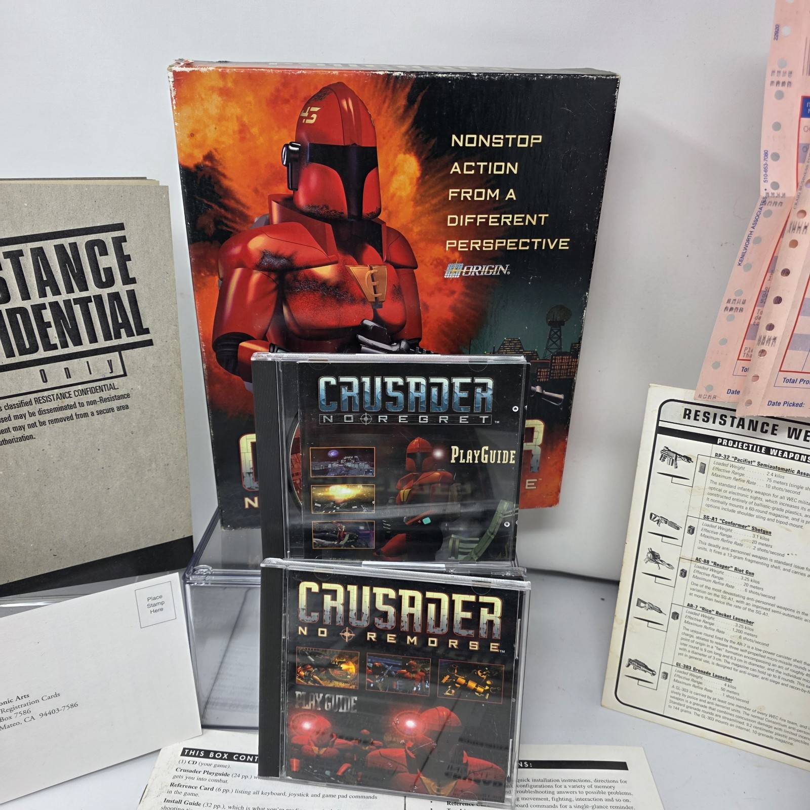TIME CAPSULE Crusader No Remorse PC Big Box Complete CIB + No Regret Game LOT