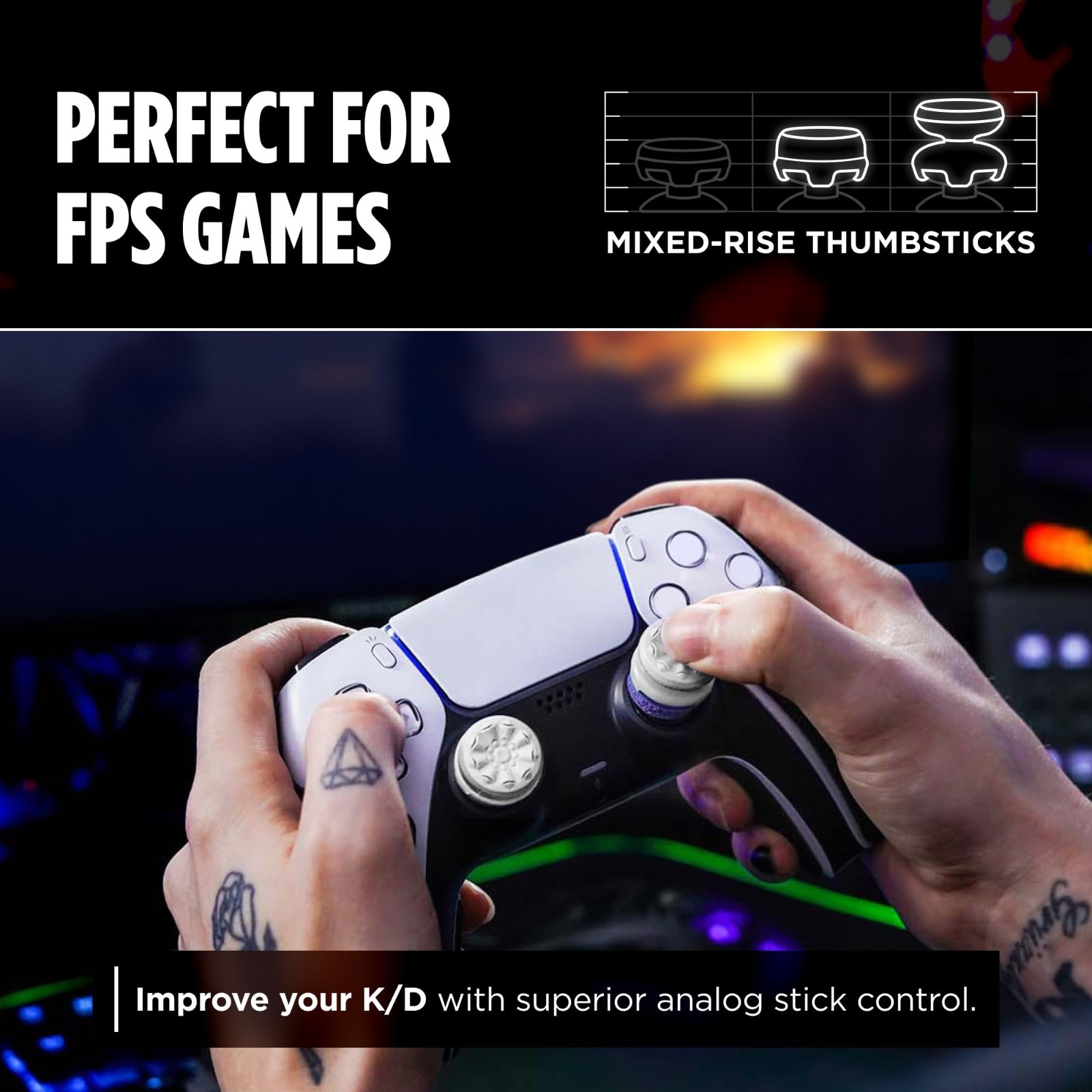 Control Freek PS4 PS5 Controller Performance Thumb Grip Galaxy White New