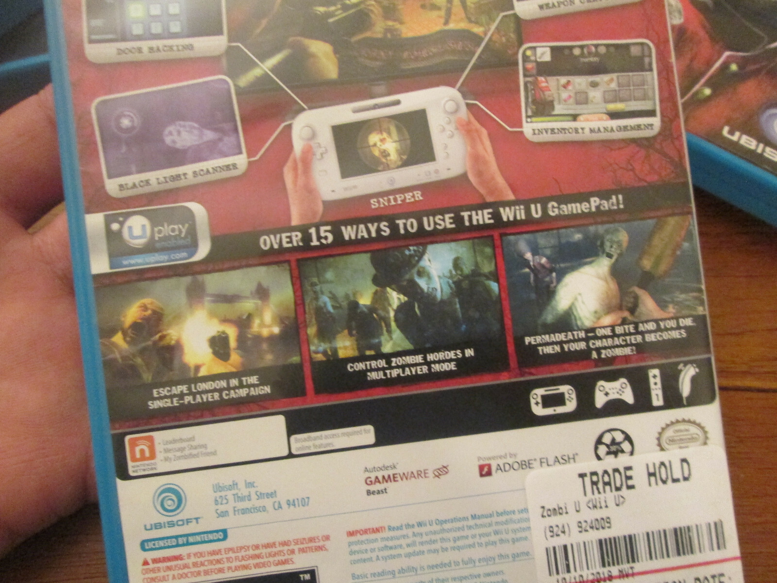 ZombiU Nintendo Wii U COMPLETE WORKS PERFECTLY EXCELLENT HORROR US
