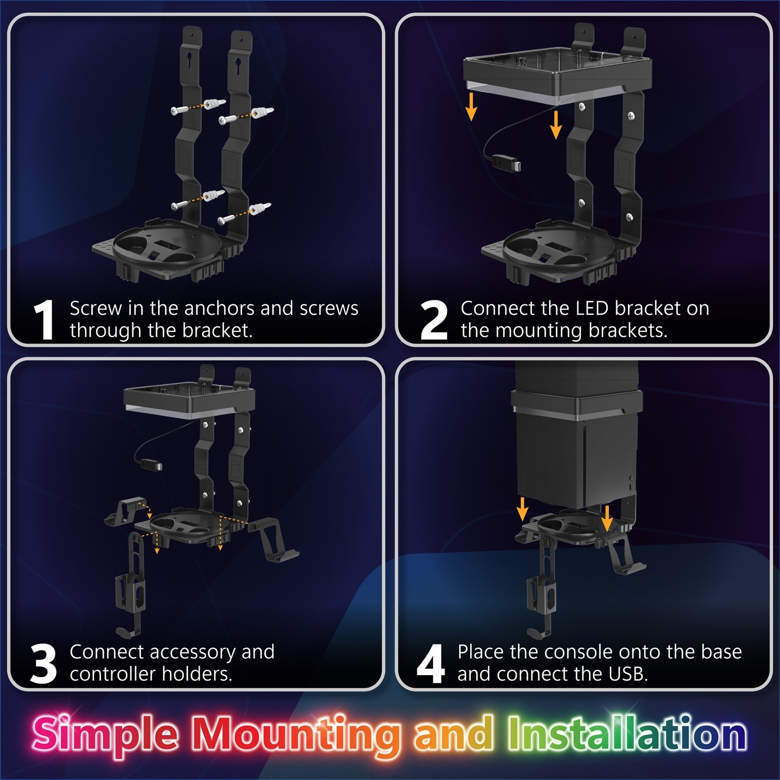 Fosmon Xbox Wall Mount Shelf with RGB Bracket, Wall Mounted Kit for Series S / X