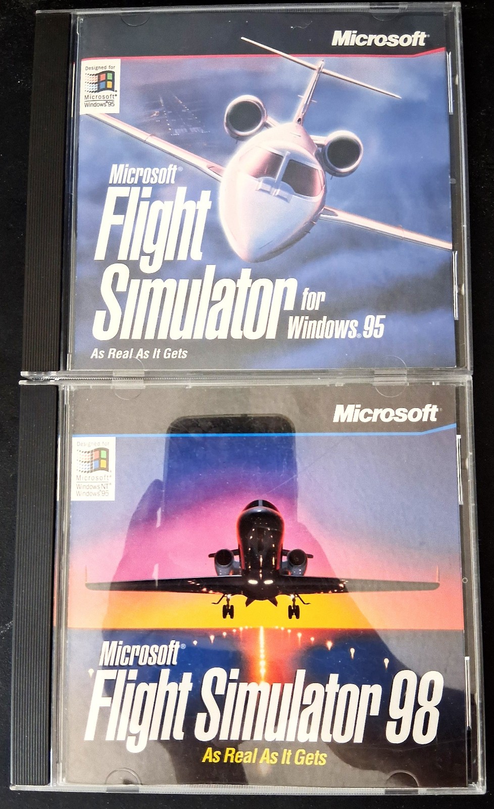 Microsoft Flight Simulator 95 & 98 CD-ROM Windows PC 1995 1998 NT Set of 2