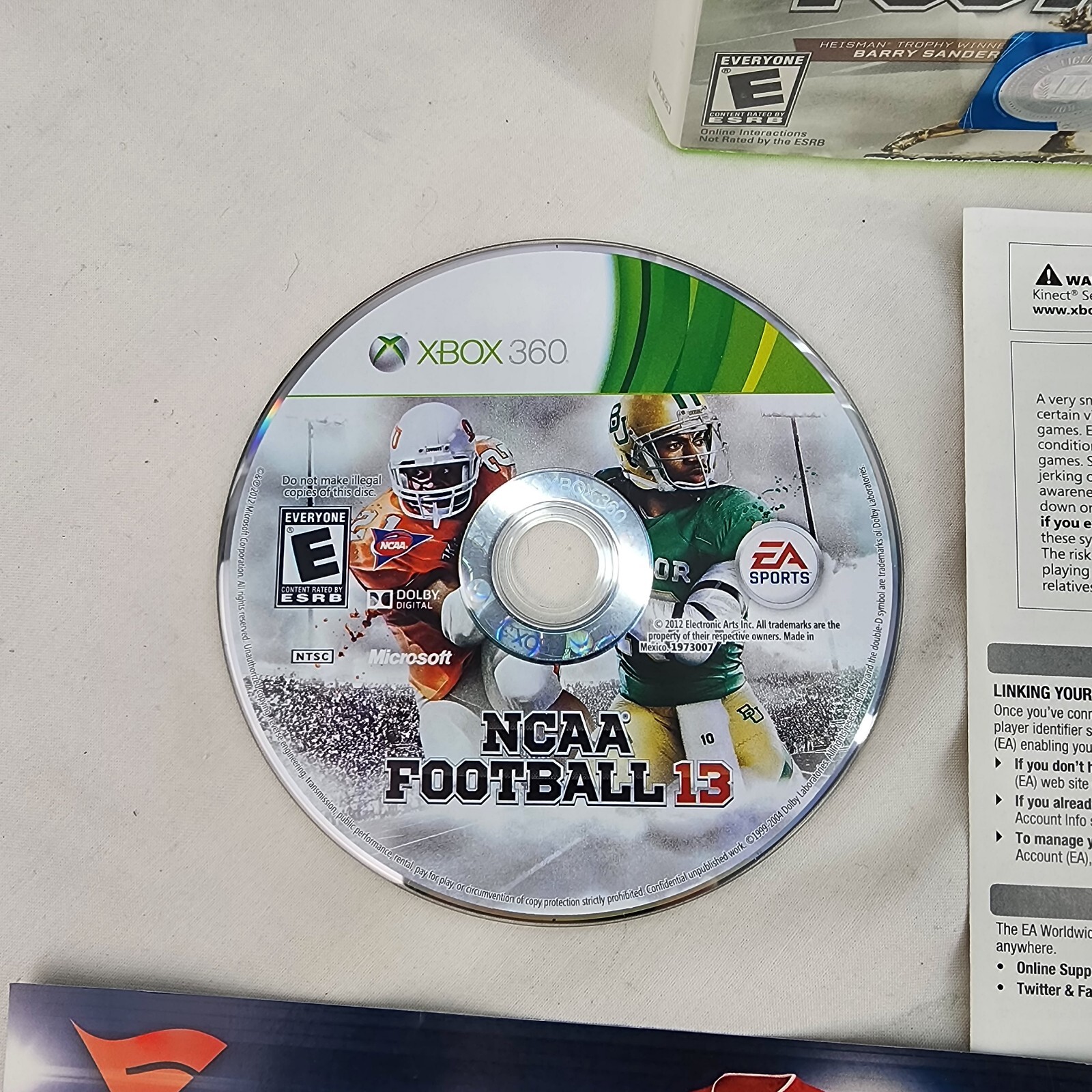 NCAA Football 13 (Microsoft Xbox 360, 2012) No Manual