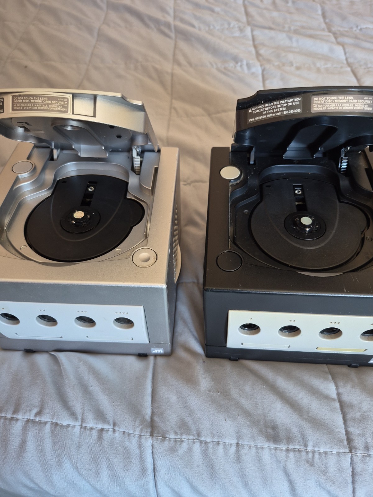 Lot of 2 Nintendo GameCube Consoles Only Black/Silver For Parts Or Repair