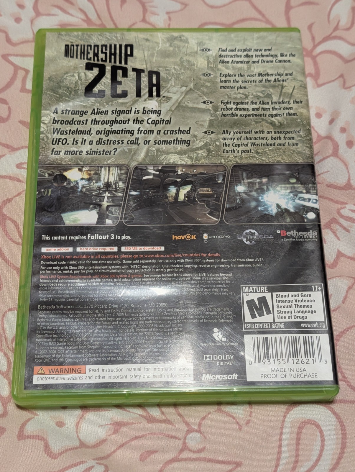 Fallout 3 Mothership Zeta Addon Microsoft 360 Case And Artwork Only