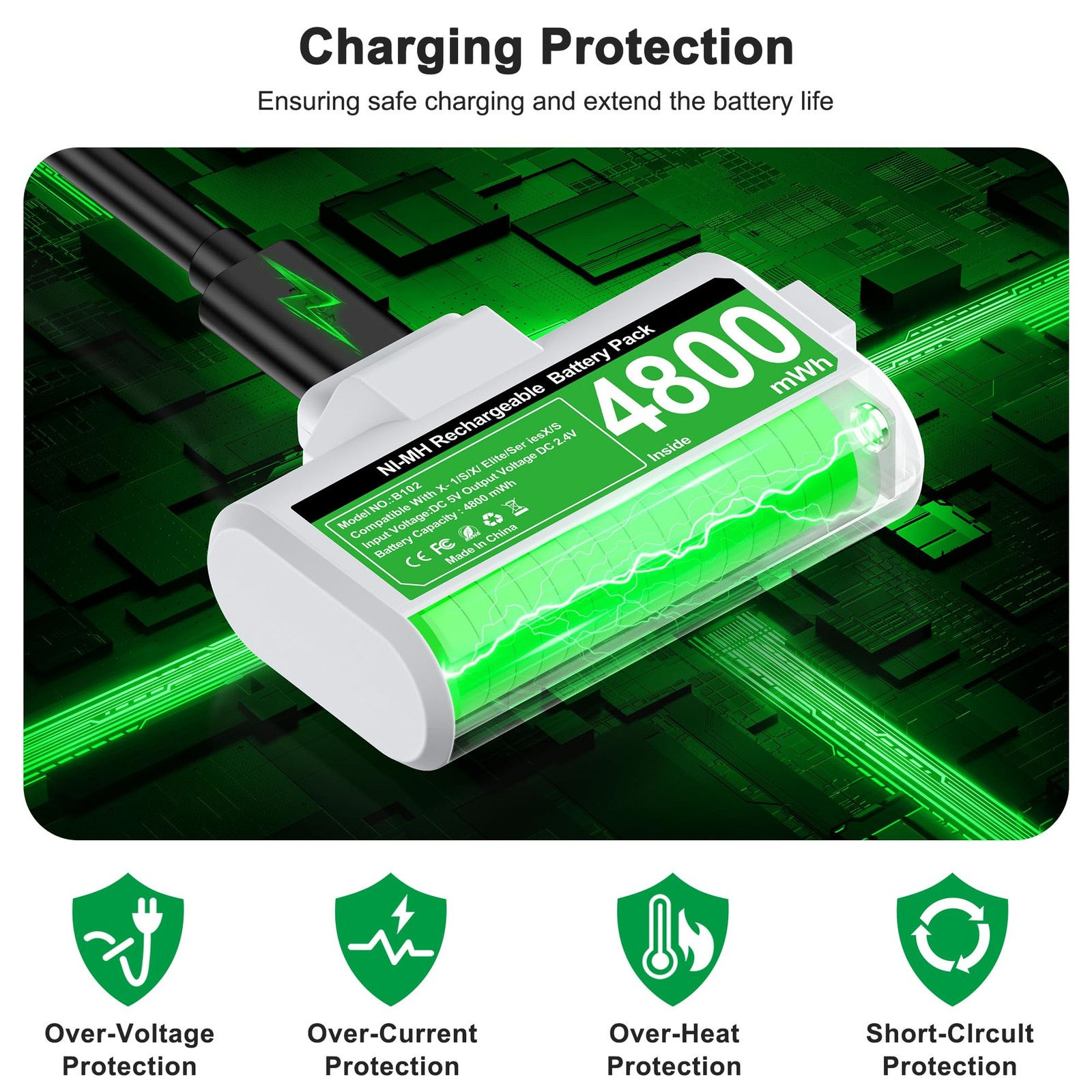 Xbox Battery Pack Rechargeable with 4 Back Covers and a USB C Charging Cable,…
