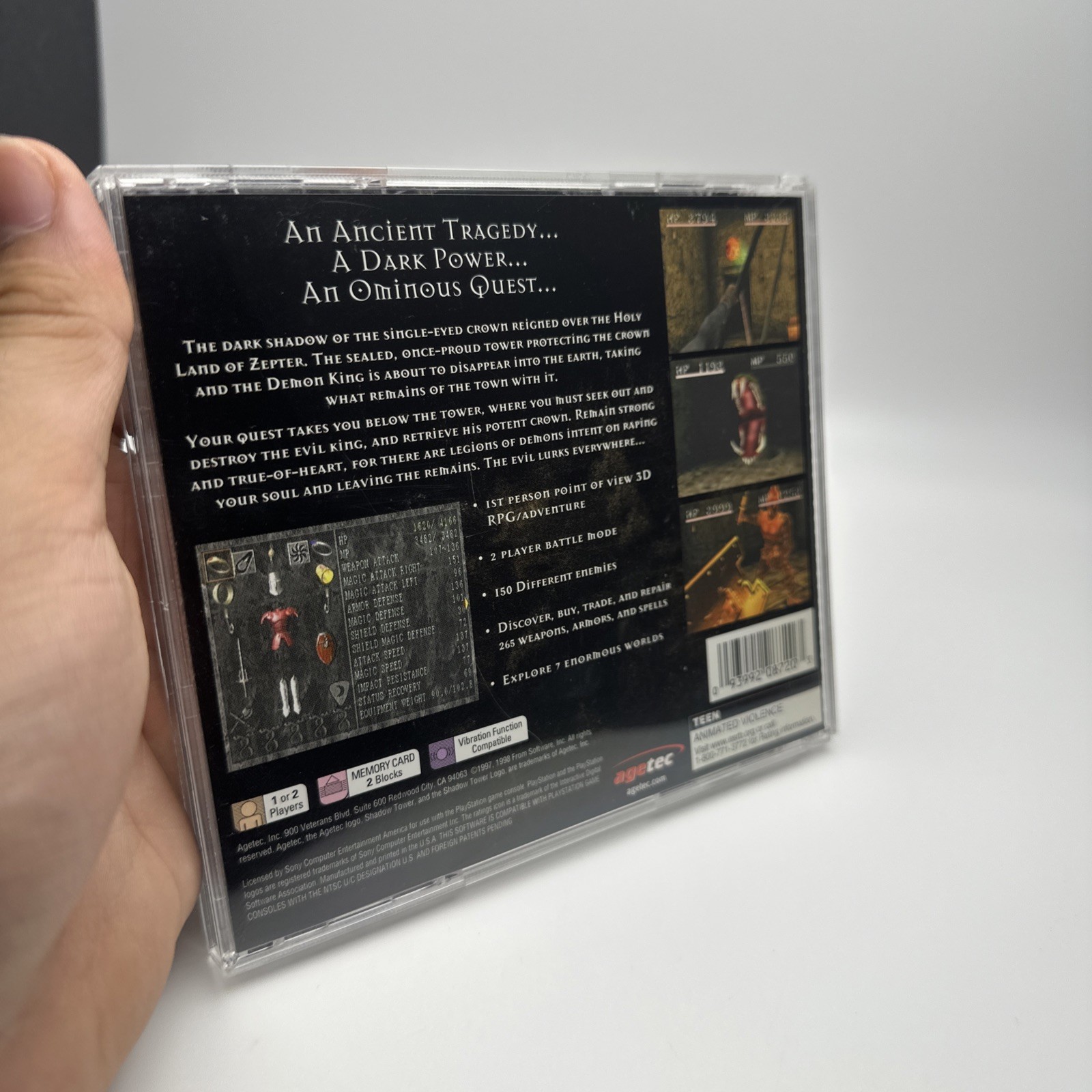 Shadow Tower PlayStation PS1 FromSoftware CIB Complete – Tested W/ Reg Card VGC