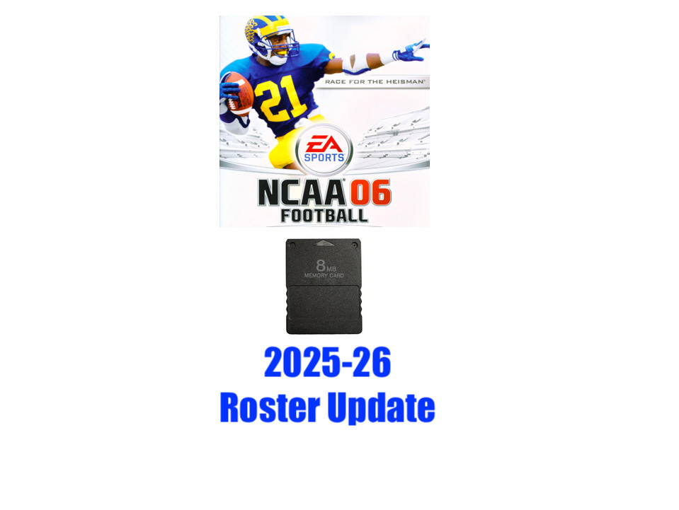 NCAA Football 06 2025-26 Roster Update Real Name Memory Card PS2 PlayStation 2