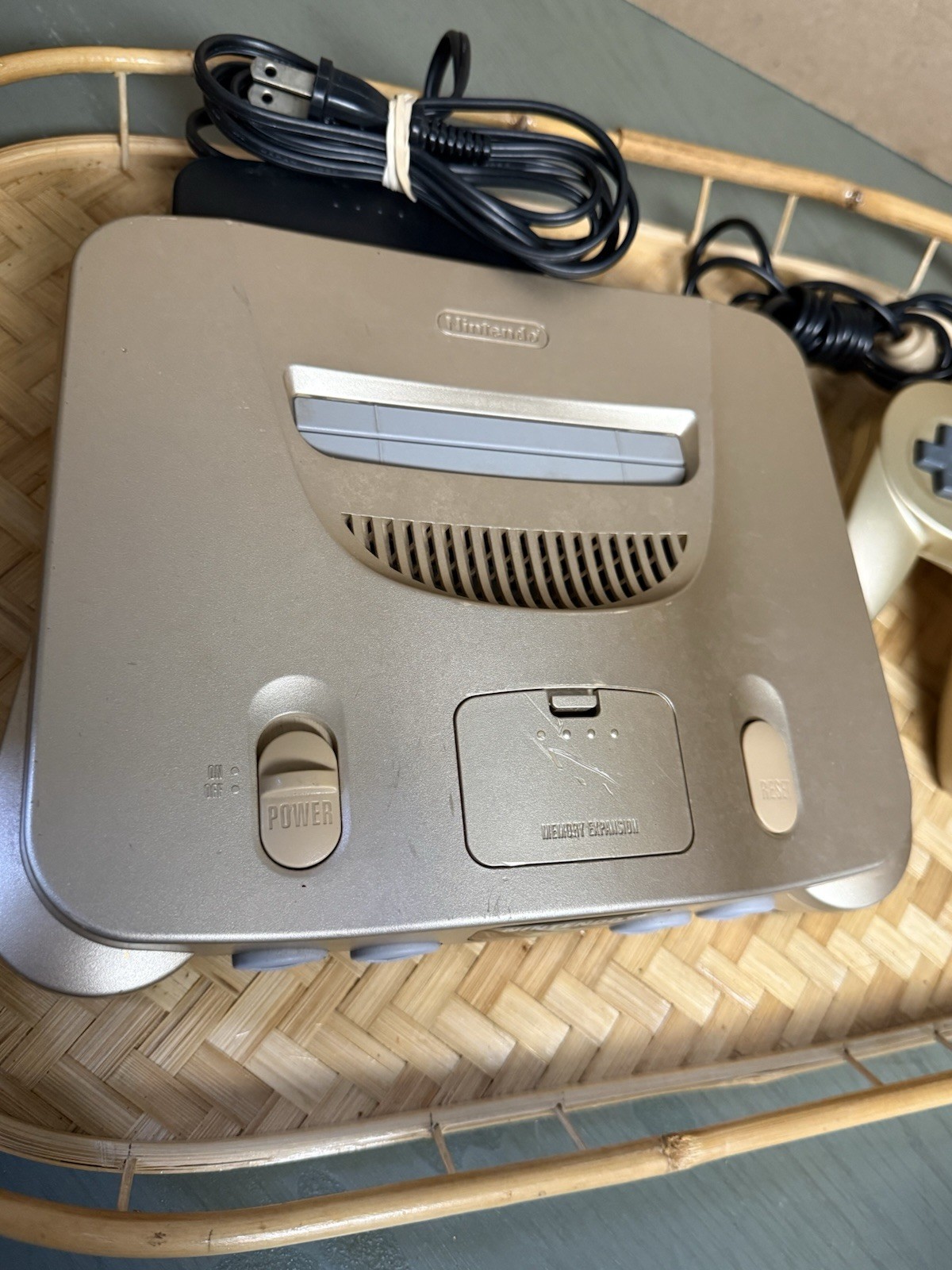 Nintendo 64 Console Controller & Power Cord Gold Japan Tested Region Free