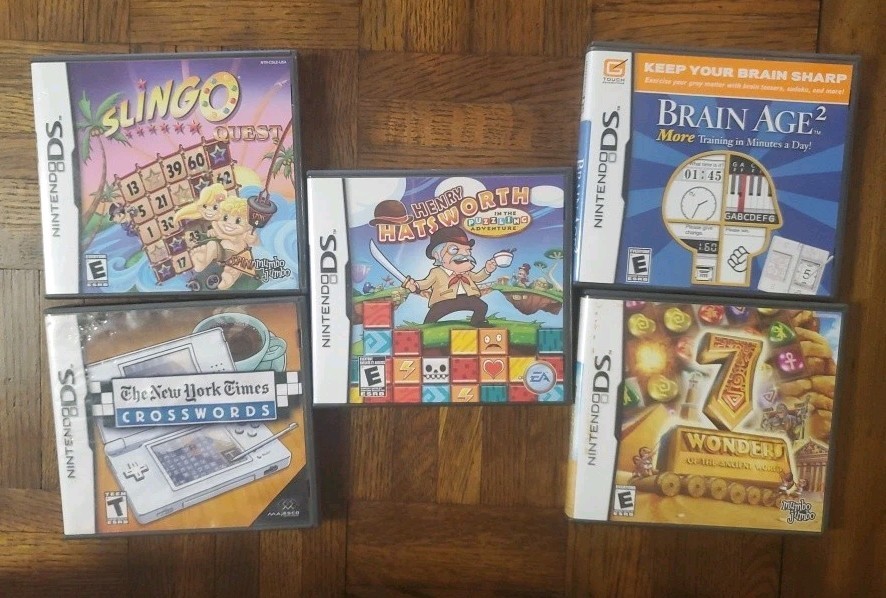 Nintendo DS Puzzle Game Lot Of 5 Brain Age Crossword