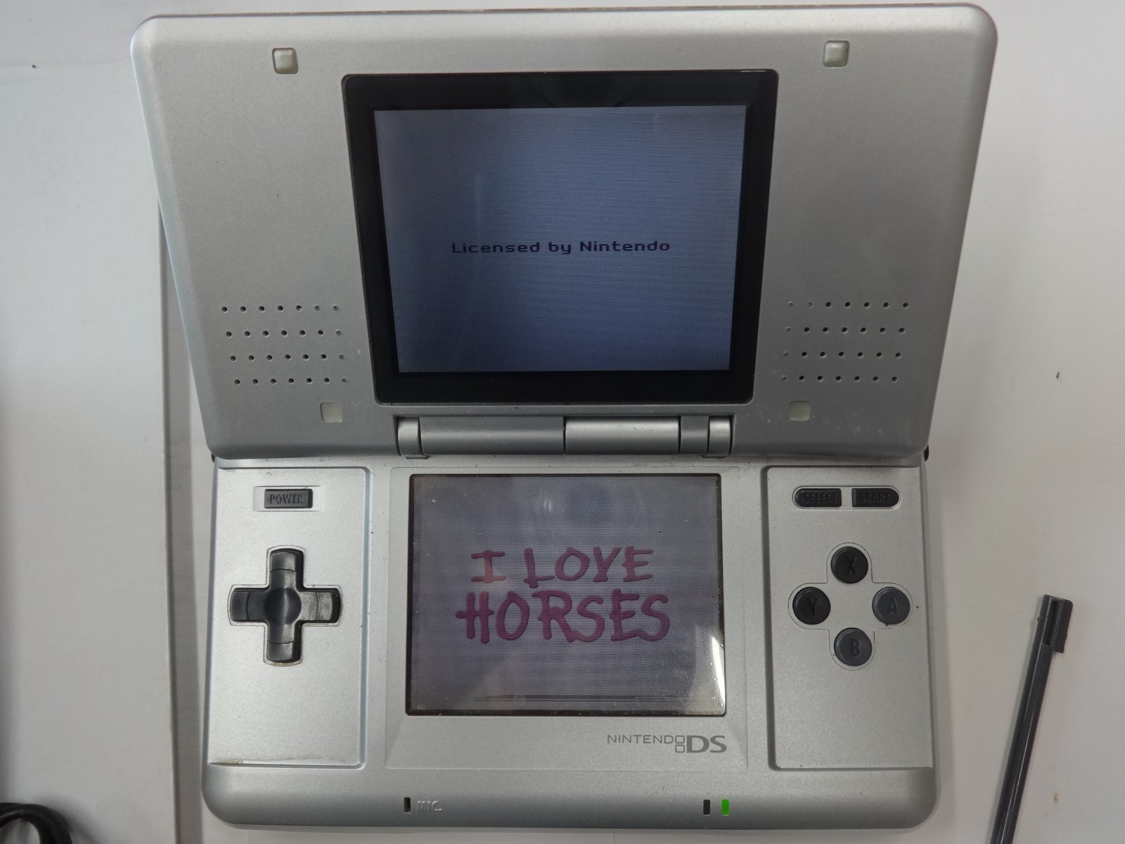 TESTED & WORKING Nintendo DS Silver Handheld System Console W/ Charger Case Game