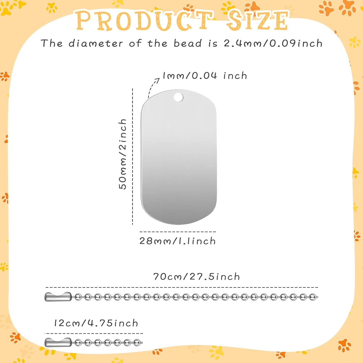 Yinkin 200 Pcs Military Dog Tags Set Including 100 Aluminum Blank Silver
