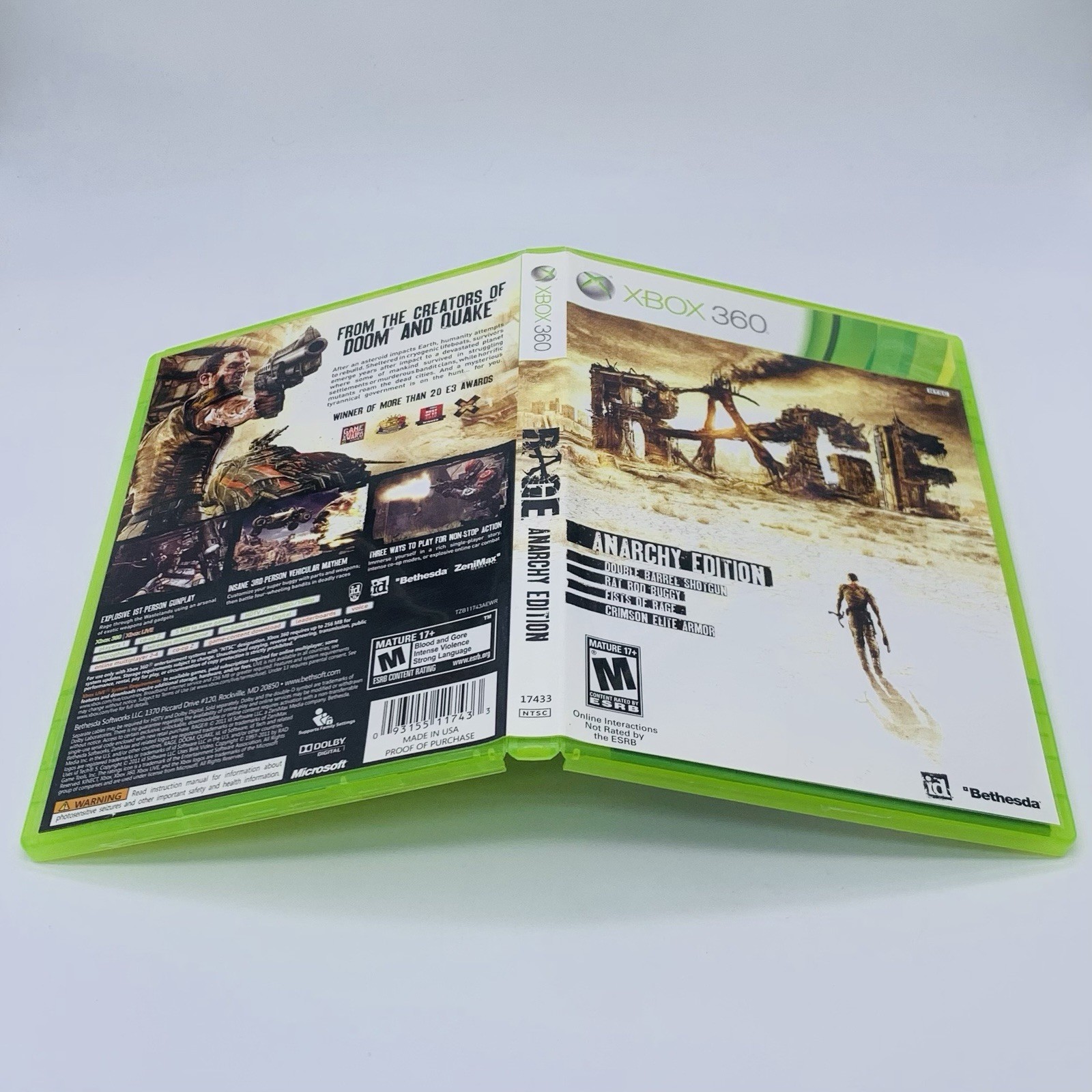 Rage Anarchy Ed Xbox 360, 2011 CIB w/ Slipcover 3-Disc Manual & 2 Inserts Tested