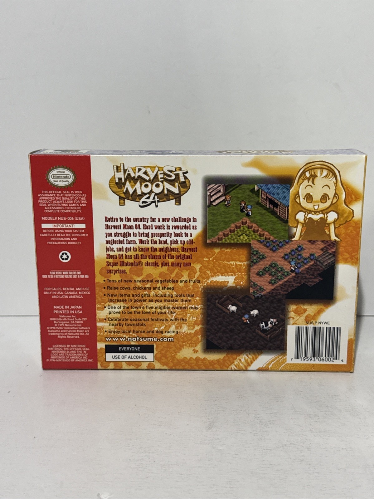 Harvest Moon (Nintendo 64 N64) Complete in Box CIB Very Nice! Box Protector
