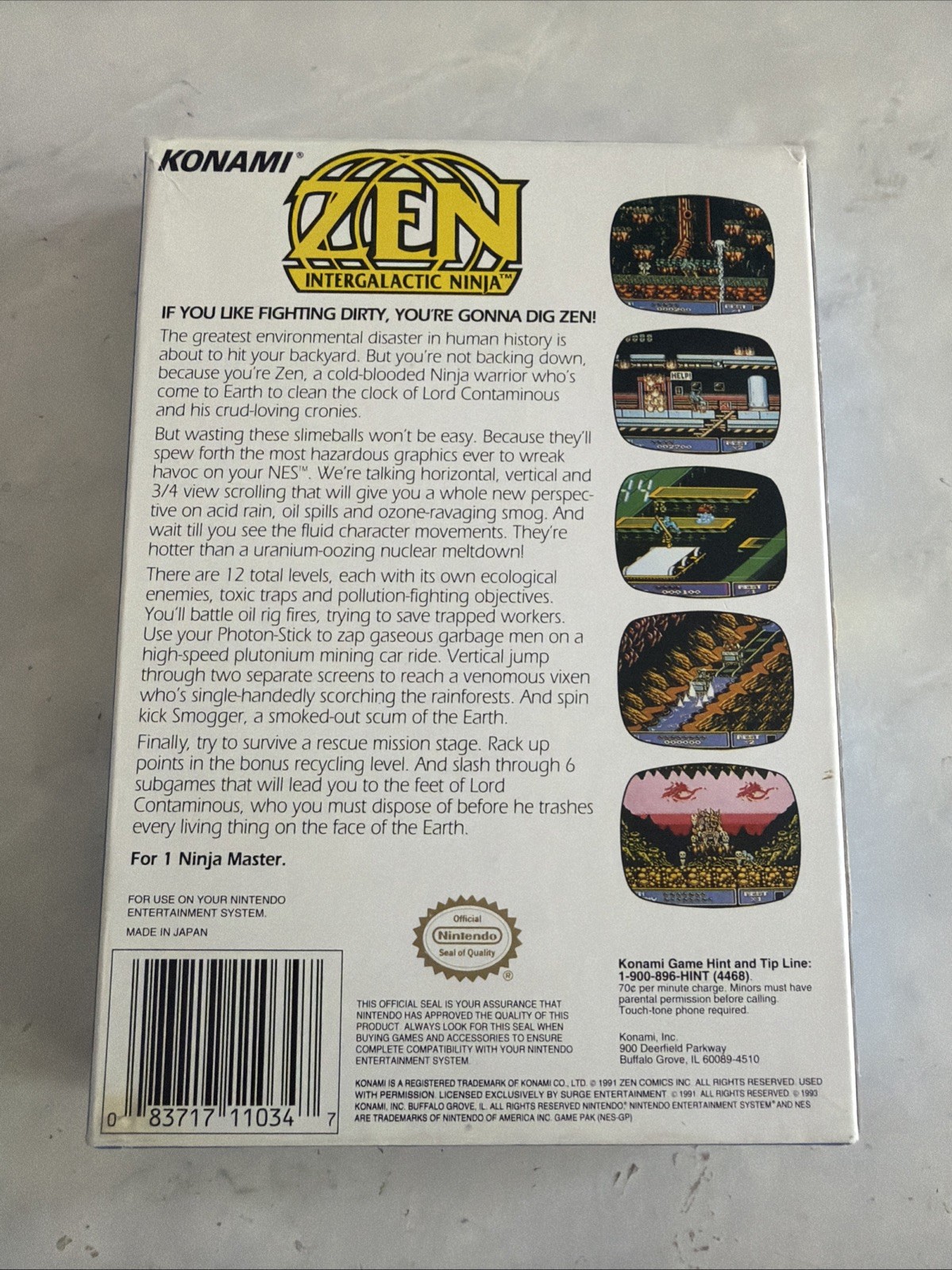 Zen: Intergalactic Ninja (Nintendo Entertainment System NES 1993) CIB/Complete