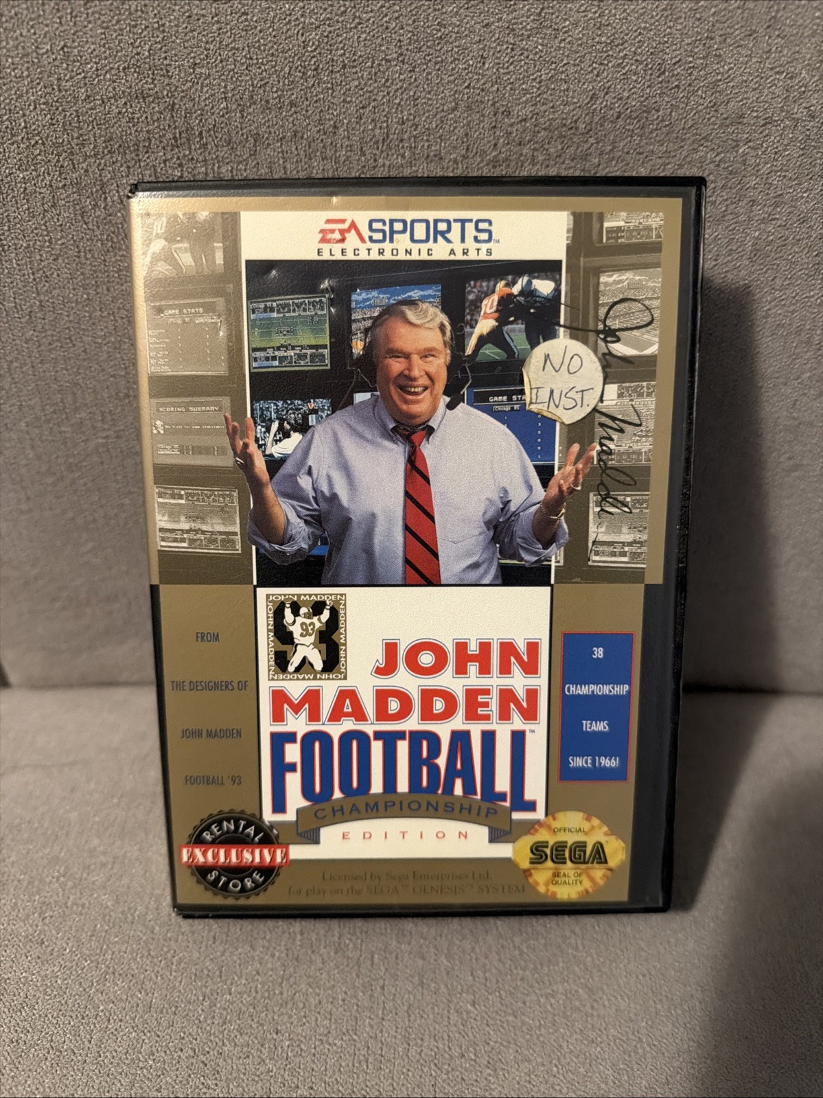 John Madden Football Championship Edition Sega Genesis Blockbuster Gold No Man